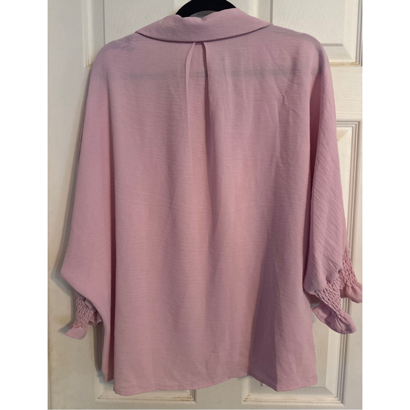 Women's Unbranded Pink Blouse with Ruffle Cuffs Size L - Picture 4 of 4